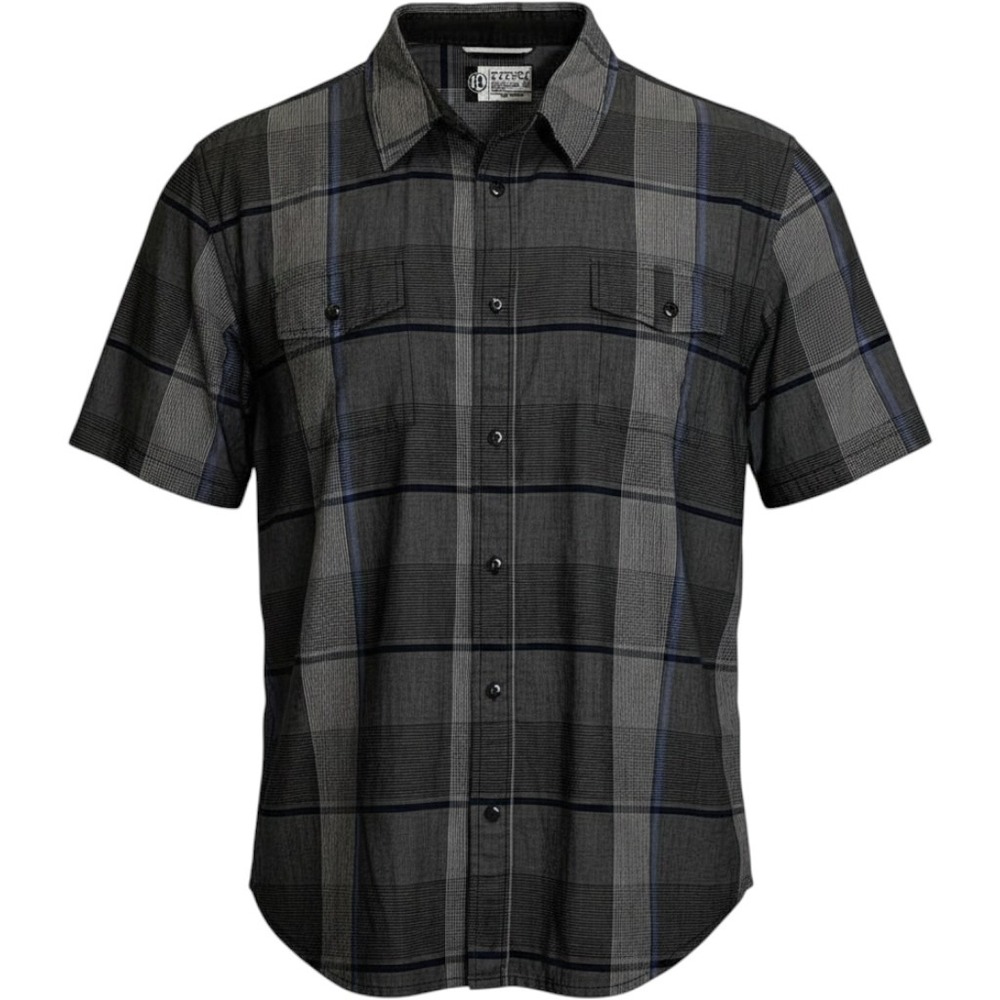 Ezekiel Plaid Shirt Gray Blue Short Sleeve Button Up Men's XXL Casual Outdoor